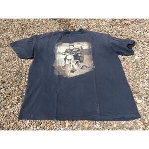 Vintage Elvis Motorcycle Faded Black Size XL Retro 90s Y2K Rock Music T Shirt